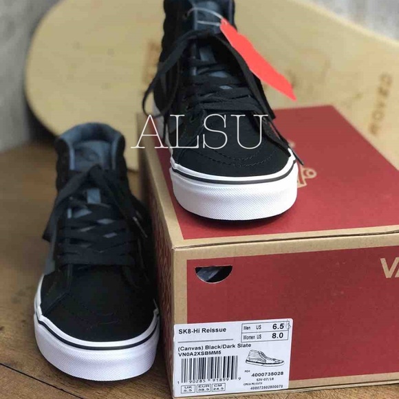 NWT VANS SK8-HI Reissue Canvas Black Dark Slate W - Picture 5 of 8